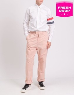 PVP €380 THOM BROWNE Camisa Abotonada Talla 3/L Blanca Estampada Hecha en EE. UU.