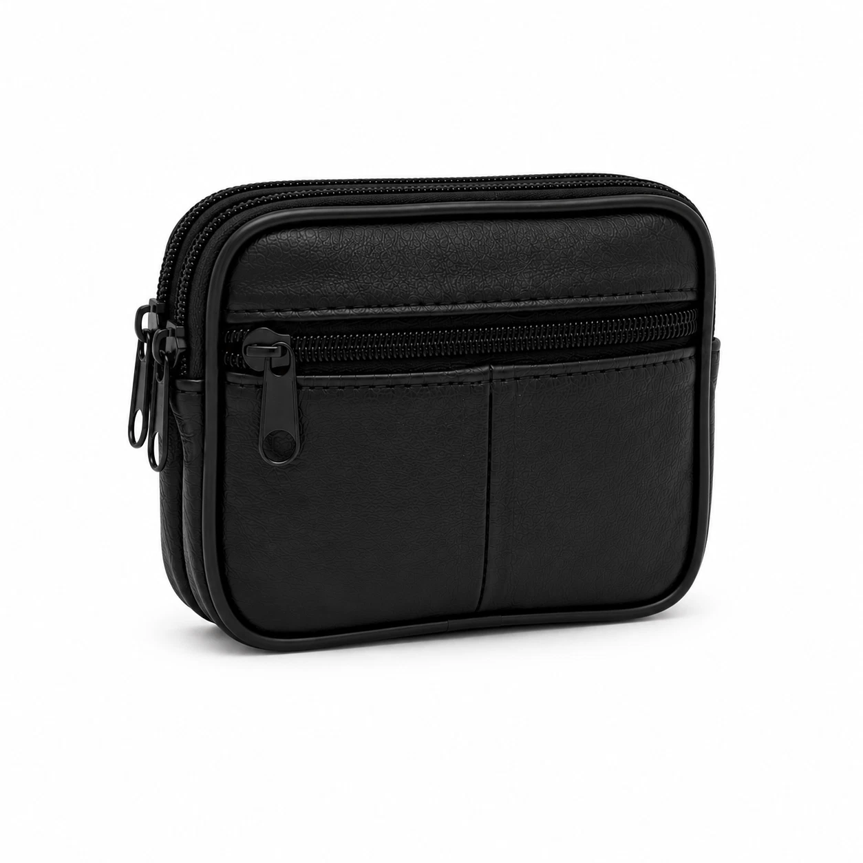Men's black leather belt pouch alternate view