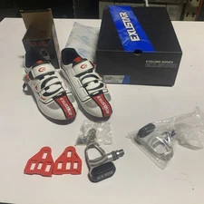 Exustar road cycling shoe size 13 with clips and pedals