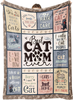 Cat Mom Gifts - Best Ever Blanket for Cat Lovers, Funny Cats Lady Presents for W