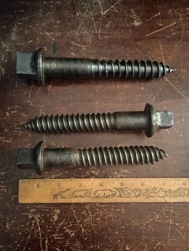 Vintage Railroad Sleeper Screws: (2) 7 Inch, (1) 8 Inch