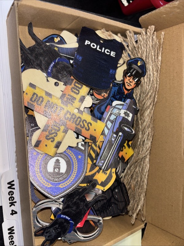Remery 60 Pieces Wooden Police Ornament Decoration Badge K9 Car 