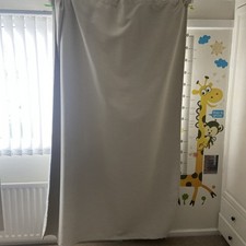 BEIGE LINED EYELET CURTAINS LONG 200cm by 140cm GOOD CONDITION 