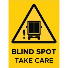 "Blind Spot Take Care" 200 x 300mm Class 2 Reflective - Long Life Sticker