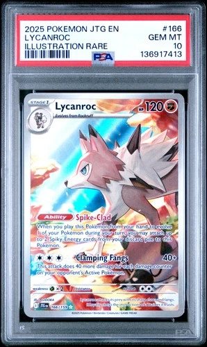 2025 POKEMON JTG EN-JOURNEY TOGETHER ILLUSTRATION RARE #166 LYCANROC PSA 10