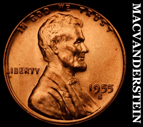1955-S Lincoln Wheat Cent-Choice Gem BU Red Lustrous No Reserve #i4445