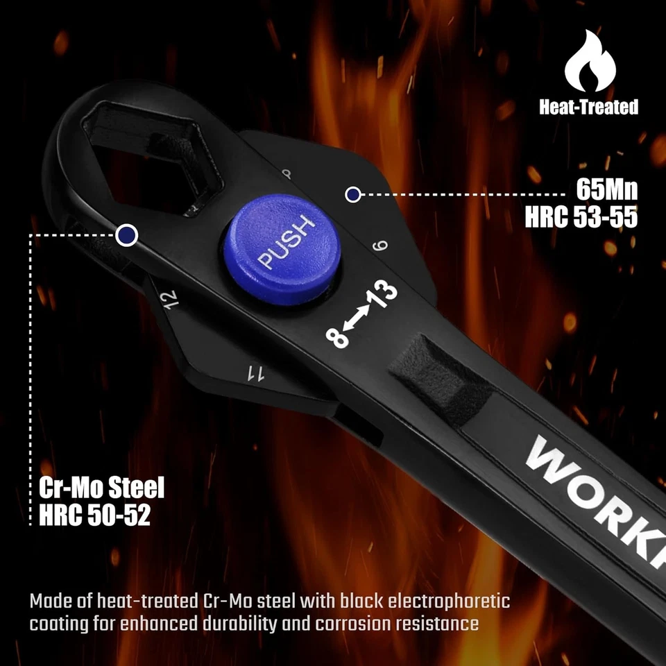 Juego de llaves ajustables universales WORKPRO 2 PIEZAS 12 en 1 8-19 mm métricas 5/16"-3/4" SAE Foto 4 de 4