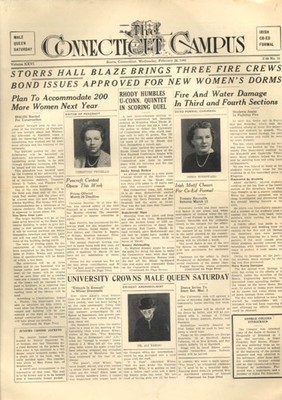 University of CONNECTICUT CAMPUS daily 2/28 1940 Storrs Hall fire; basketball