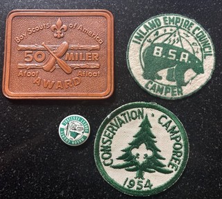 Vintage Boy Scout BSA Patch Lot 1954 Camporee Inland Empire 50 Miler Leather
