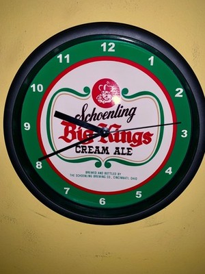 Schoenling Big Kings Cream Ale Beer Bar Man Cave Advertising Clock Sign