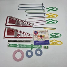 Vtg Knitting tools Stitch Holder Needle gauge Row Counter Marker