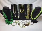 Vtg Now Green Mixed Bulk Costume Jewelry Lot Necklaces Bracelets Earrings #998