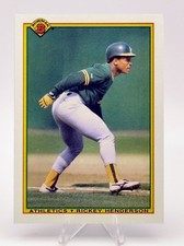 1990 Bowman Rickey Henderson #457 Oakland Athletics HOF MVP Man of Steal
