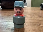 Vintage Fisher Price Little People Blue, Engineer Train Conductor Wood Body