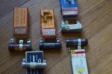 Five 25 watt wirewnd ceramic resistors, Ohmite, Ward Leonard, 15, 250, 500, 7.5K