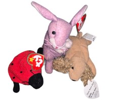 Teenie beanie baby lady bug -bunny- c*cker spaniel lot of 3 