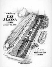 USS Alaska SSBN-732 Launching 1985 General Dynamics Submarine Original Artwork