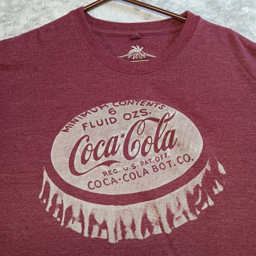 Newport Blue Coca-Cola Bottle Cap Graphic T Shirt Burgandy Size 2XL - Picture 2 of 10