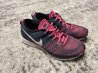 Nike Flyknit Men's 532984-416 Trainer Sneaker Athletic Shoes Size 8 Pink Blue