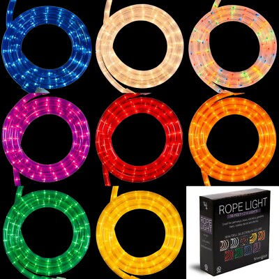 18 ft Heavy Duty Rope Light Kits End to End Connectable Indoor/Outdoor w/ Clips