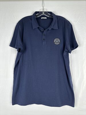 Dirk Bikkembergs Polo Shirt Mens Size XXL Blue Short Sleeve Patch Cotton Modal