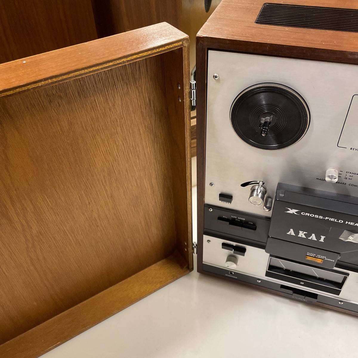 Akai X-360D Cross-Field Head Reel-to Reel Tape Deck with Wood Case