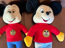 2 Vintage Knickerbocker 1976 Mickey Mouse Club Plush Walt Disney Stuffed Dolls