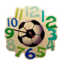 Wall Quartz Clock Soccer 240 x 240 x 30 NEW Kids Watch Wooden Clock Erzgebirge