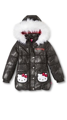 Hello Kitty Fur Hoodie Outwear Jacket & Plush Toy Size 4 Black | eBay