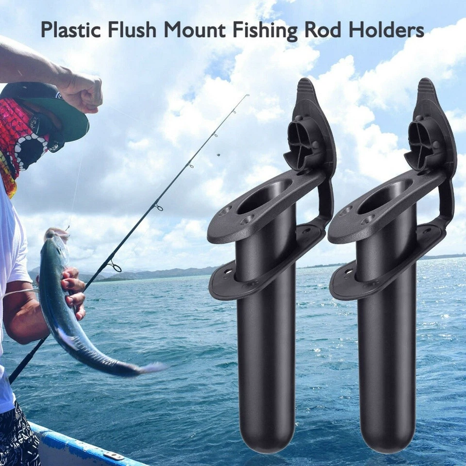 2Pcs Flush Mount Fishing Boat Rod Holder Bracket With Cap Cover for Kayak Pole - Image 3 of 4