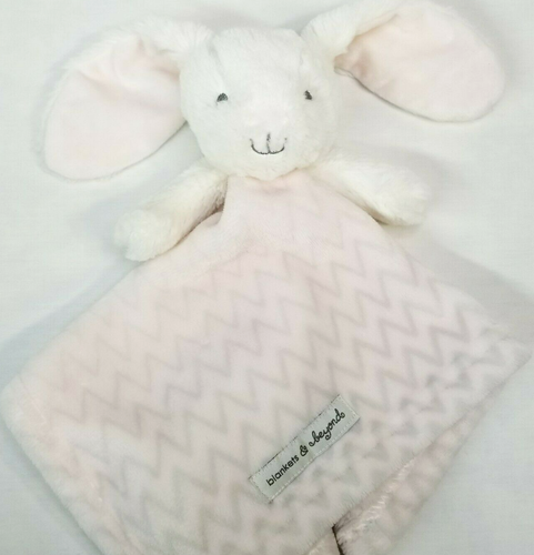 Blankets & Beyond Bunny Nunu Lovey Pink Gray Chevron Zig Zag White Rabbit Baby - Picture 10 of 10