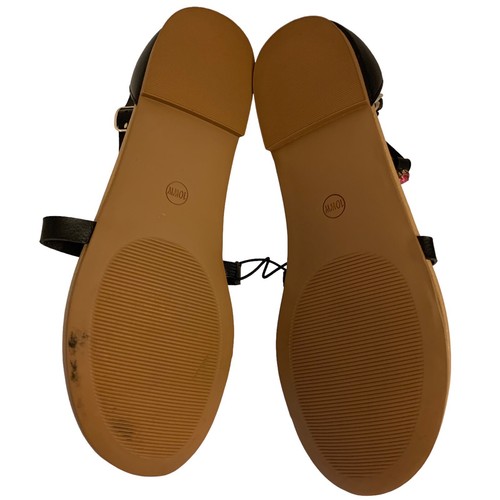 Torrid Black & Tan Rainbow Studded Flat T-Strap Sandals Size 10 WW Studs NEW - Picture 10 of 11