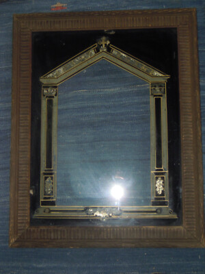 Picture Frame Old Decorative Frame with Glass, Ex Urn Shrine Italy c. 1900, 63x48x4