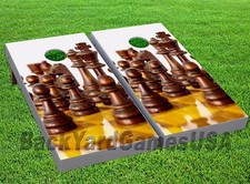 CORNHOLE BEANBAG TOSS GAME w Bags Game Board CHESS Set 01385