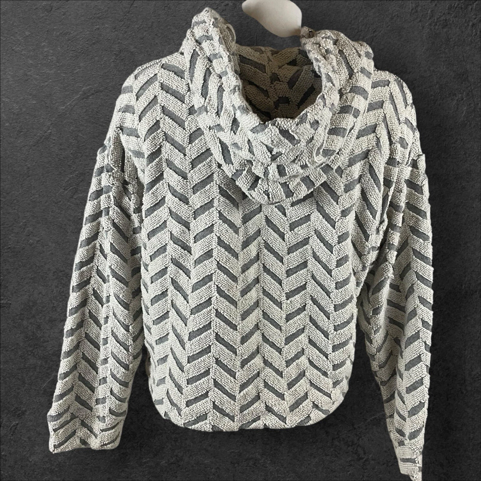 OFF WHITE Felpa Koral donna XS Friley con cappuccio spina di pesce vita testurizzata cinch T160