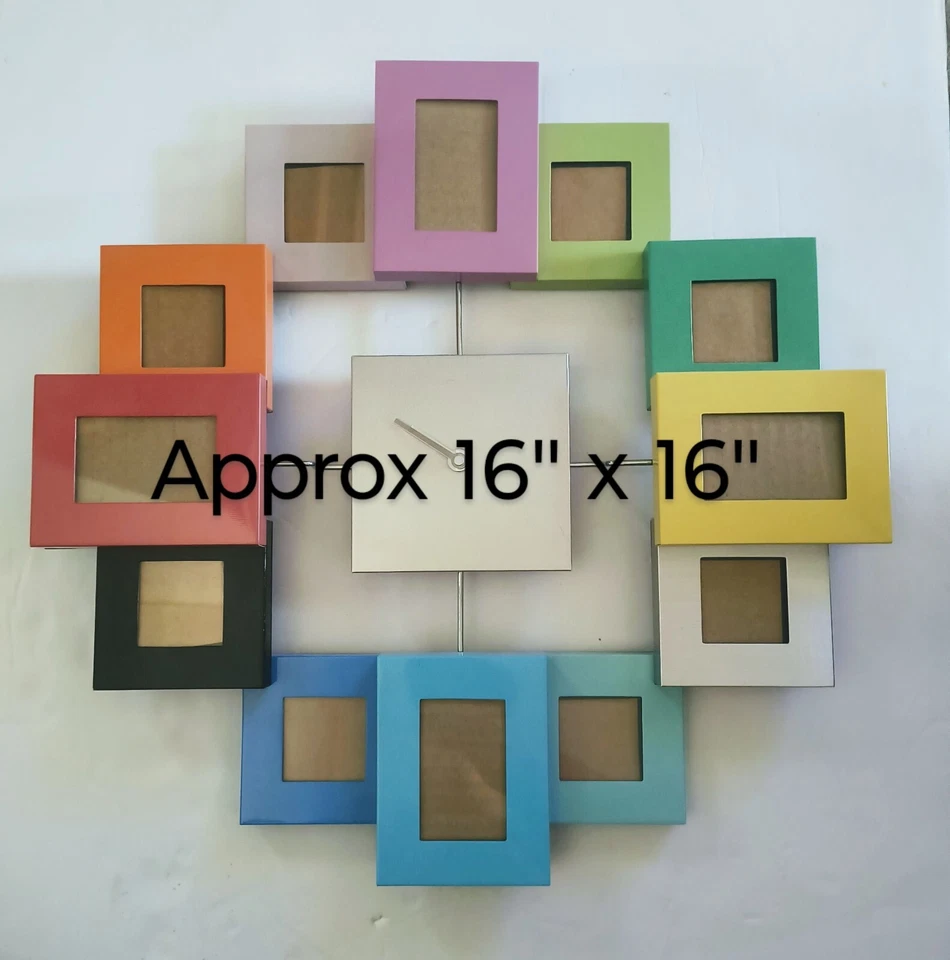 Picture Collage Clock Multi-Color Modern Pop Art Photo Frame Analog 12 Photos - Image 2 of 4