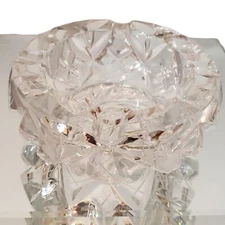 Vintage Lead Crystal Brilliant Cut Clear Glass Cigar Cigarette Ashtray 5” Heavy