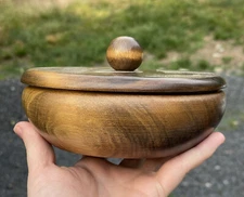 Vintage USA Vermont Bristol Wooden Lidded Bowl Condiment Dish GMW