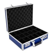 18 Compartments Watch Box Blue Bracelets Storage Box Locking Display Briefcase