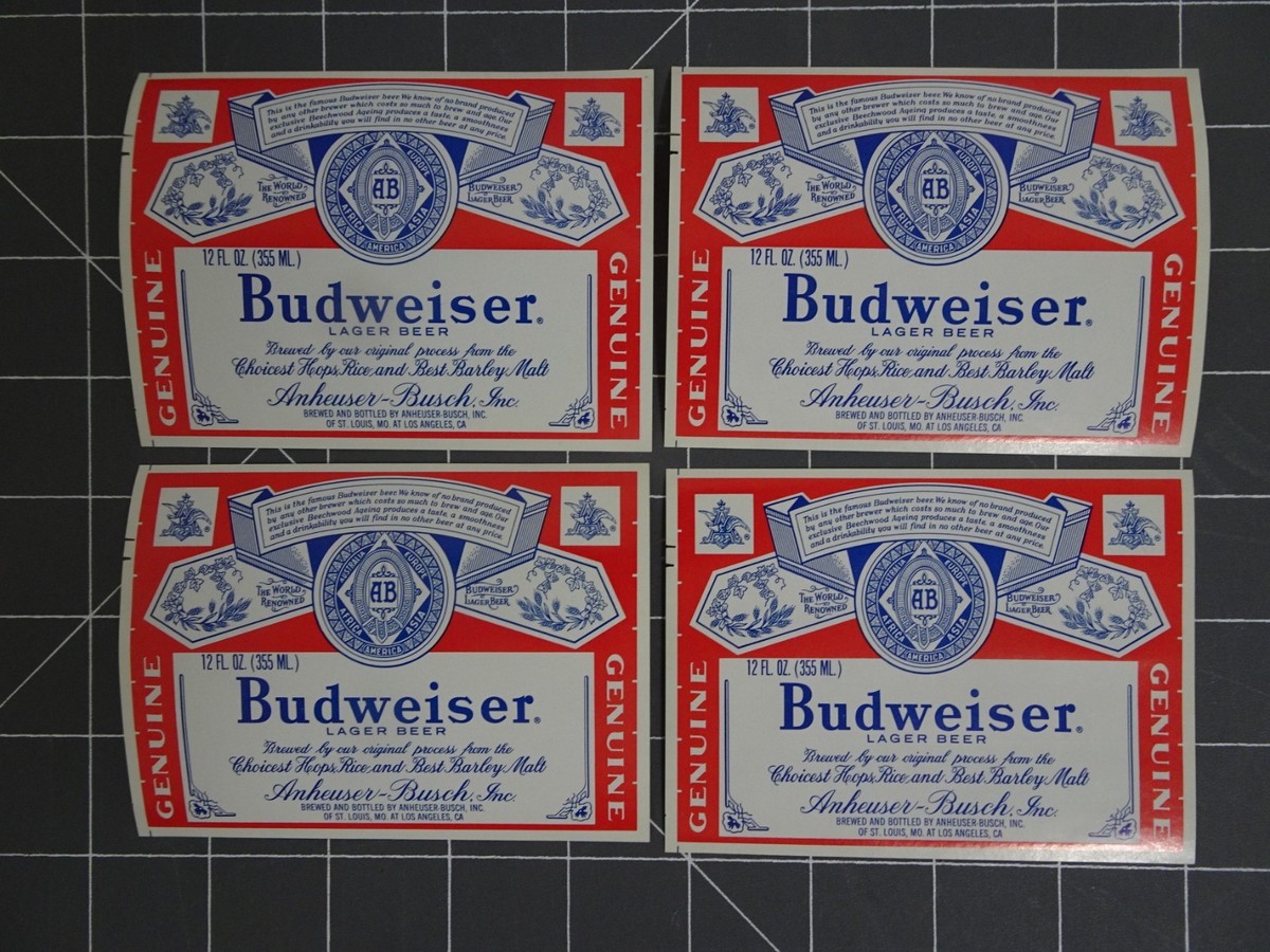 1970〜1980s ヴィンテージBudweiser ビンラベル 10枚セット Vintage Budweiser Beer Bottle, 12 Oz Bottle, 1970s-1980 Bar