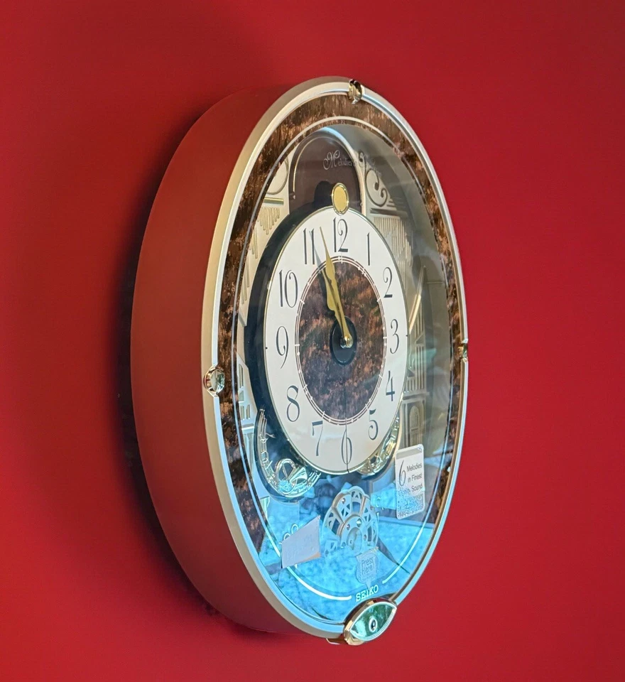 Seiko Melodies In Motion Wall Clock Wall Clock, Golden French Horns QXM265BRH - Image 2 of 4