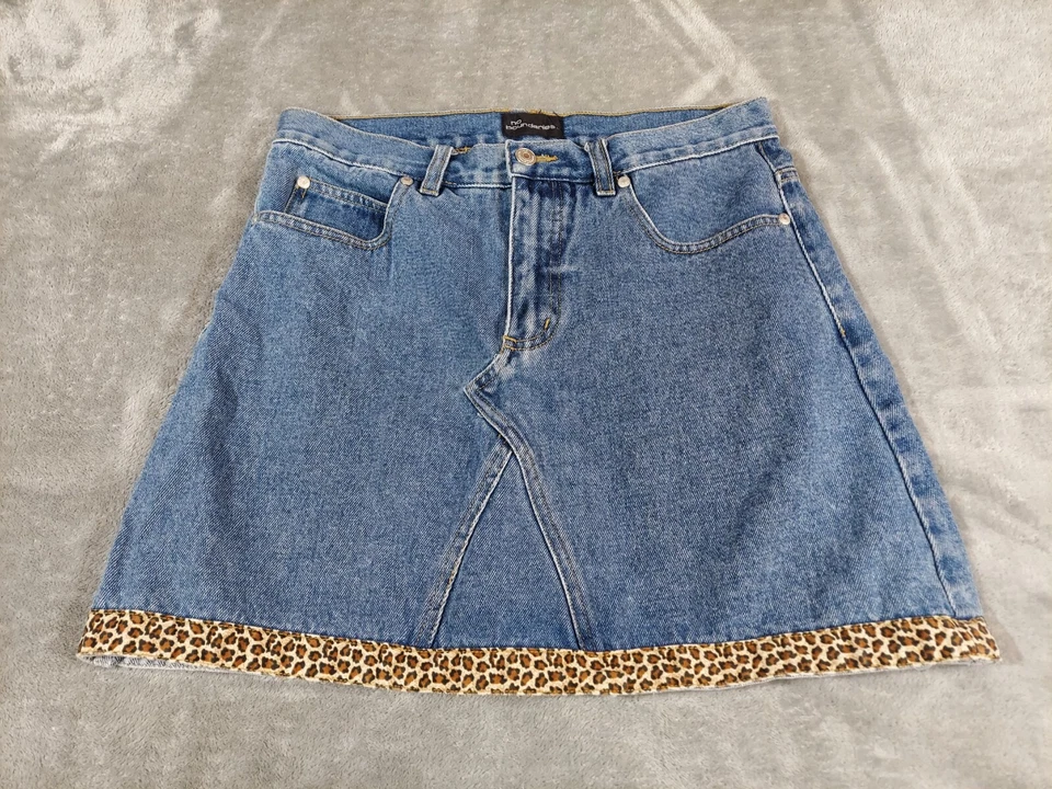 Falda Denim Vintage Junior Talla 7 (30" Cintura) Micro Mini Jean Y2K Grunge Años 90 Foto 2 de 4