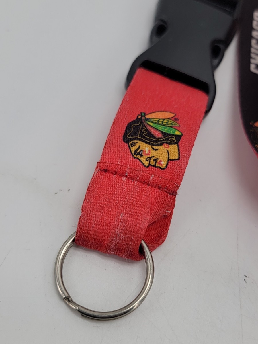 CHICAGO BLACKHAWKS LANYARD Keychain Red Black Hawks NHL  display picture 1