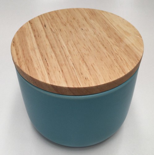 My Hub Homewares Kitchen Small Ceramic Canister With Airtight Bamboo Lid Blue - Picture 2 of 7