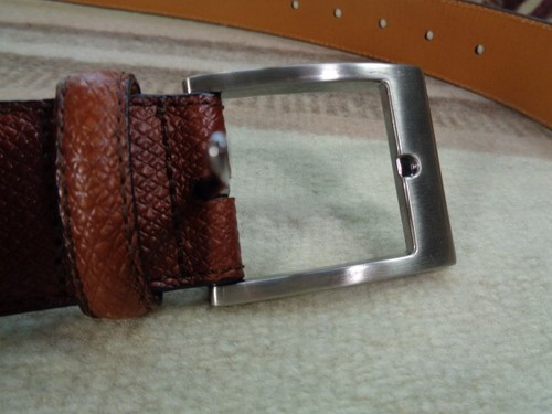 NEW Magnanni Cervantes Textured Leather Mens Belt 1511 Chestnut M Brown Size 38 - Picture 15 of 22