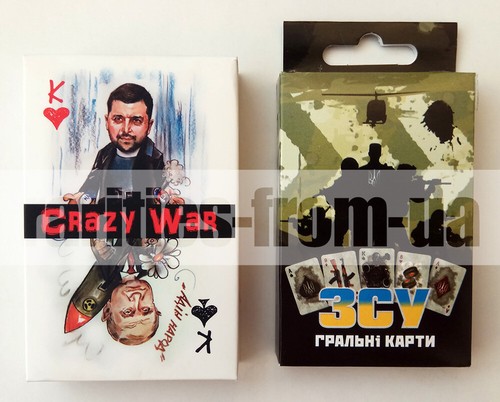 Menge 2 Decks Spielkarten "Crazy War + ЗСУ/ZSU/AFU (Streitkräfte der Ukraine)"