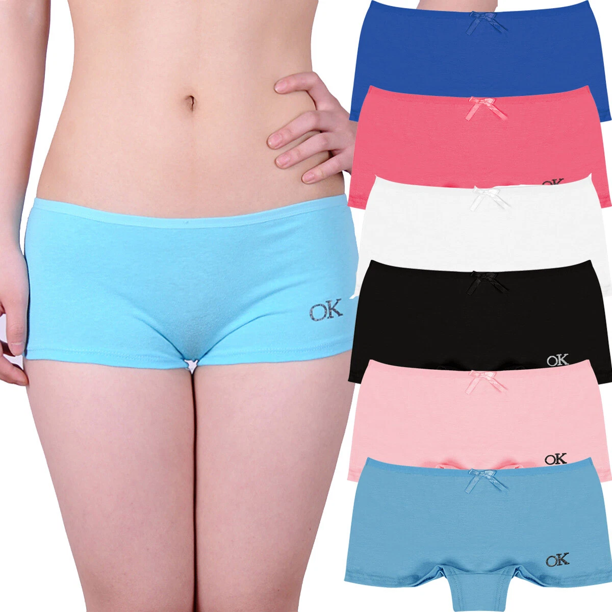 6 Pack Womens Boxers Shorts Cotton Ladies Boyshorts Knickers