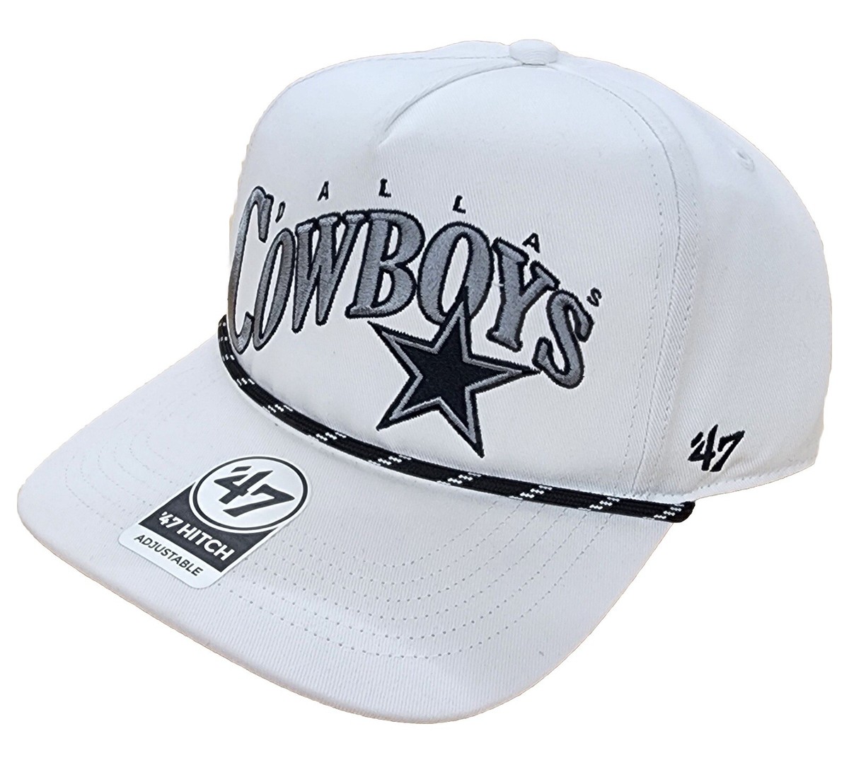 DALLAS COWBOYS NFL 47 BRAND HITCH GOLF ROPE SNAPBACK HAT CAP WHITE