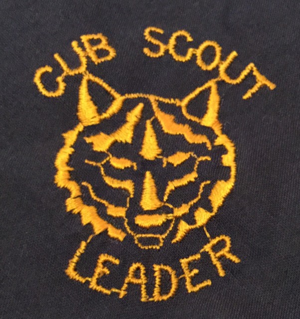 Blue Cub Scout leader Neckerchief Blue With Gold Piping And Letters eBay