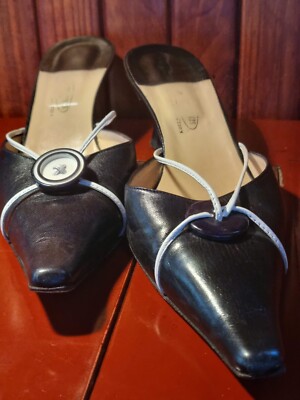 FABIANI ALL LEATHER SHOES  HEELS-6.5 CM SIZE 39 INSOLES-25.5 CM MADE IN ITALY